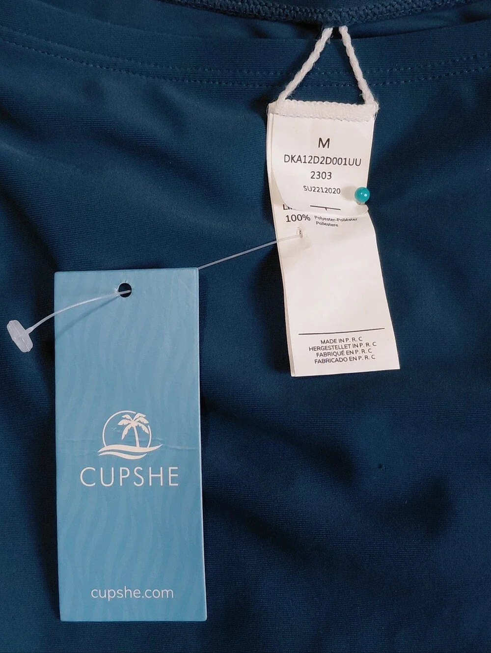 Cupshe Maternity Swim Tankini Top Only Dark Teal Blue NWT